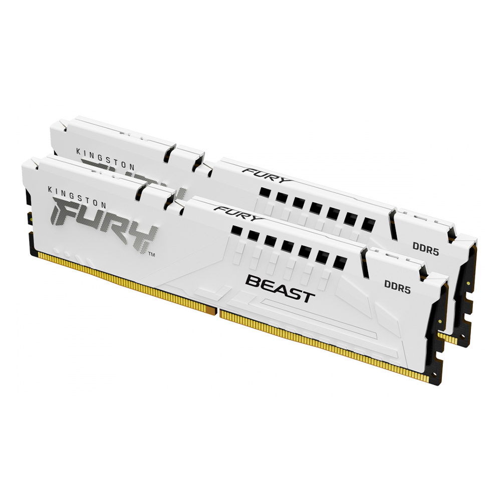Kit Memoria RAM Kingston Fury Beast / DDR5 / 6000MHz / 64GB (2x32GB) / CL30 / XMP/EXPO / Blanco / KF560C30BWEK2-64