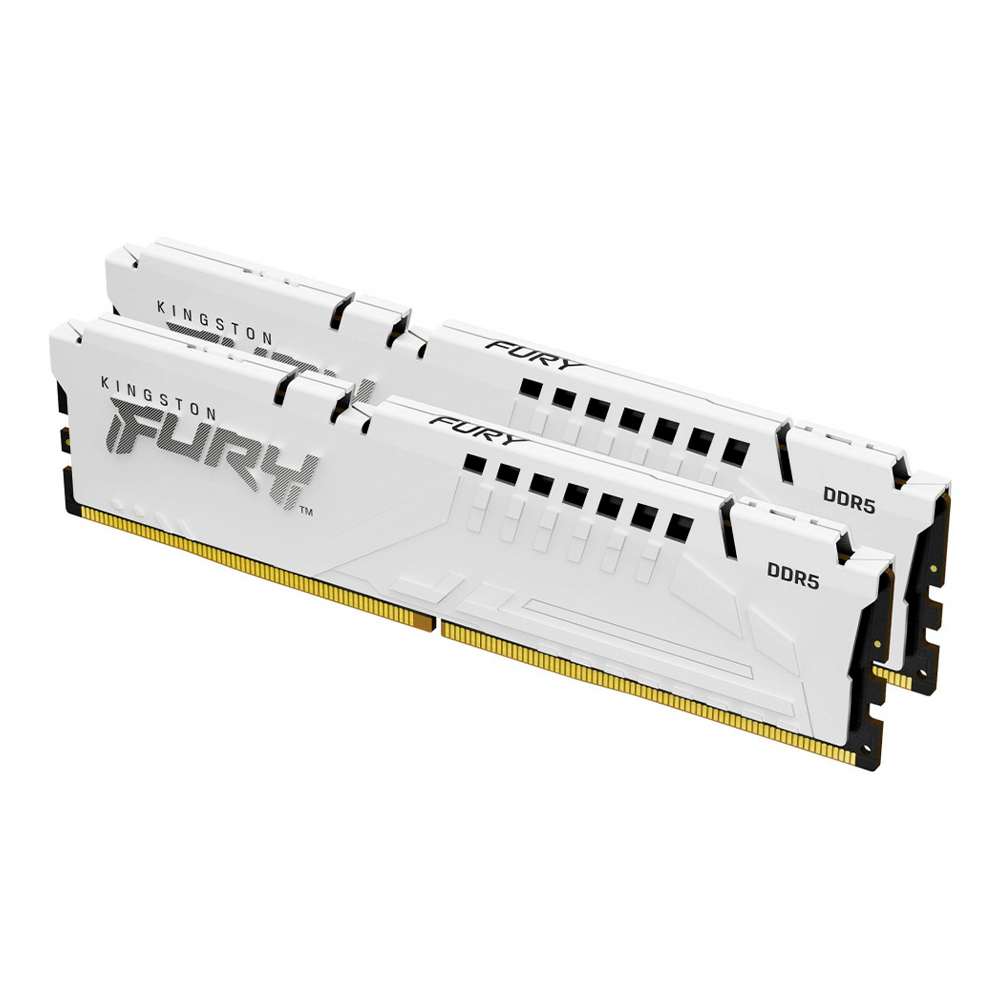 Kit Memoria RAM Kingston FURY Beast DDR5 / 5200MHz / 64GB (2 x 32GB) / On-Die ECC / CL40 / XMP / Blanco / KF552C40BWK2-64