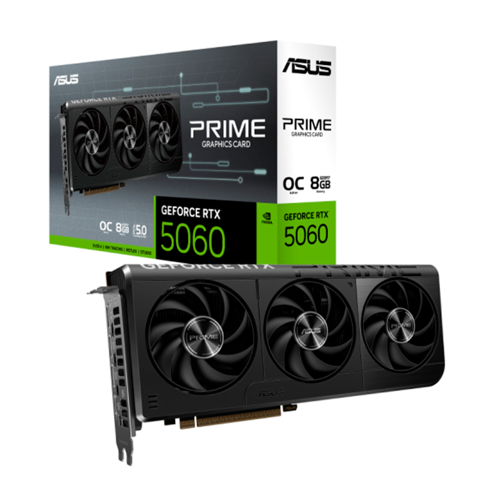 Tarjeta de Video ASUS PRIME GeForce RTX 5060 OC Edition / 8GB GDDR7 / PCI Express 5.0 / 128 bits / PRIME-RTX5060-O8G / ABF