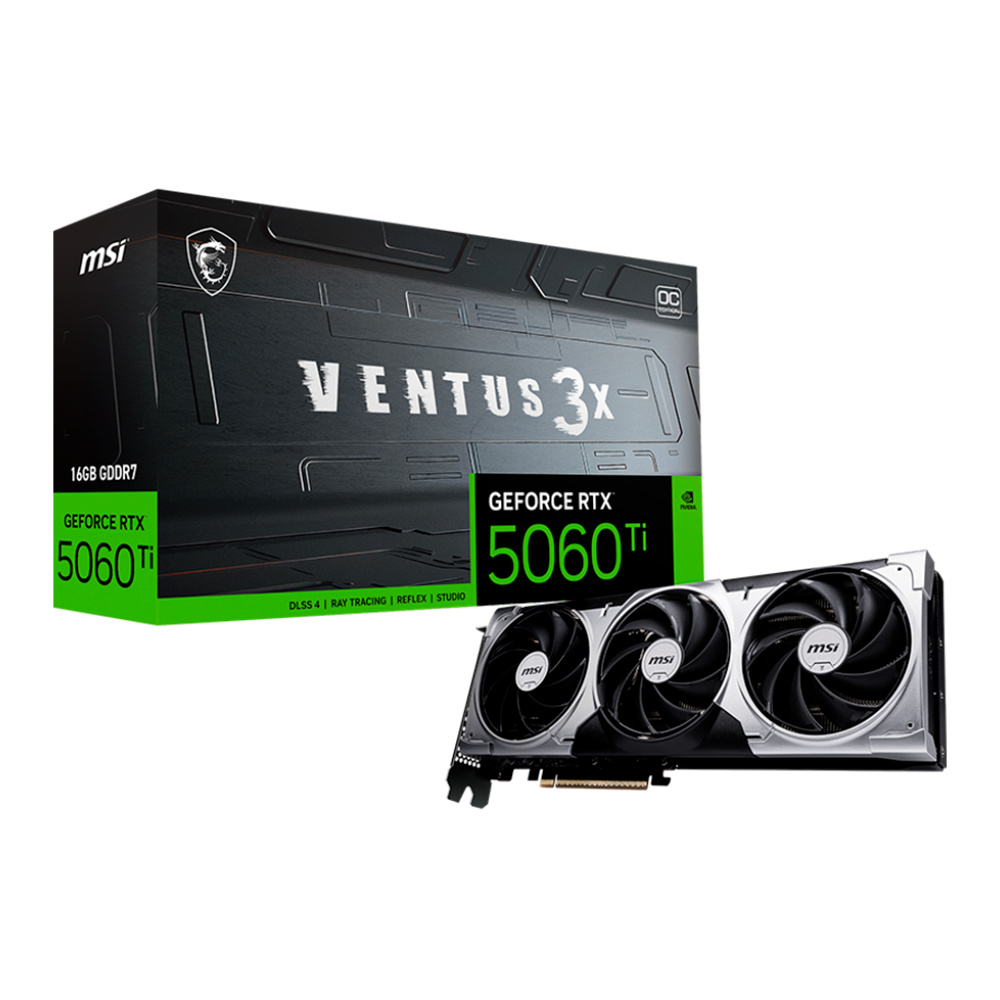 Tarjeta de Video MSI NVIDIA GeForce RTX 5060 Ti VENTUS 3X OC / 8GB 128-bit GDDR7 / PCI Express x16 5.0 / 912-V812-078