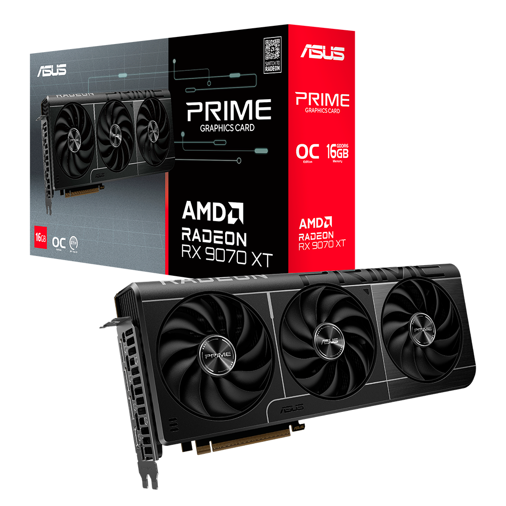 Tarjeta de Video ASUS PRIME RX 9070 XT OC Edition / AMD Radeon / 16GB / 256-bit GDDR6 / PCI Express 5.0 / PRIME-RX9070XT-O16G