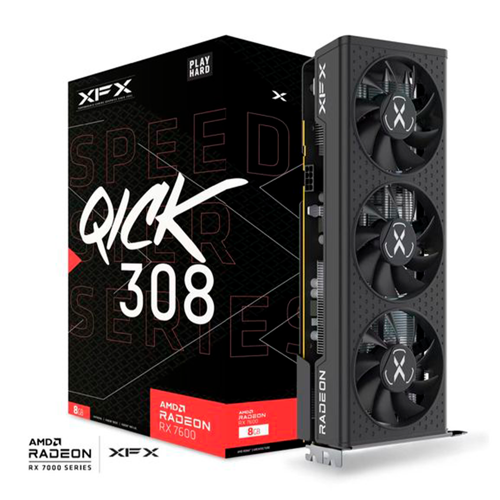 Tarjeta de Video AMD Radeon XFX RX 7600 Speedster QICK 308 / 8GB / 128-bit / GDDR6 / PCI Express 4.0 / RX-76PQICKBY