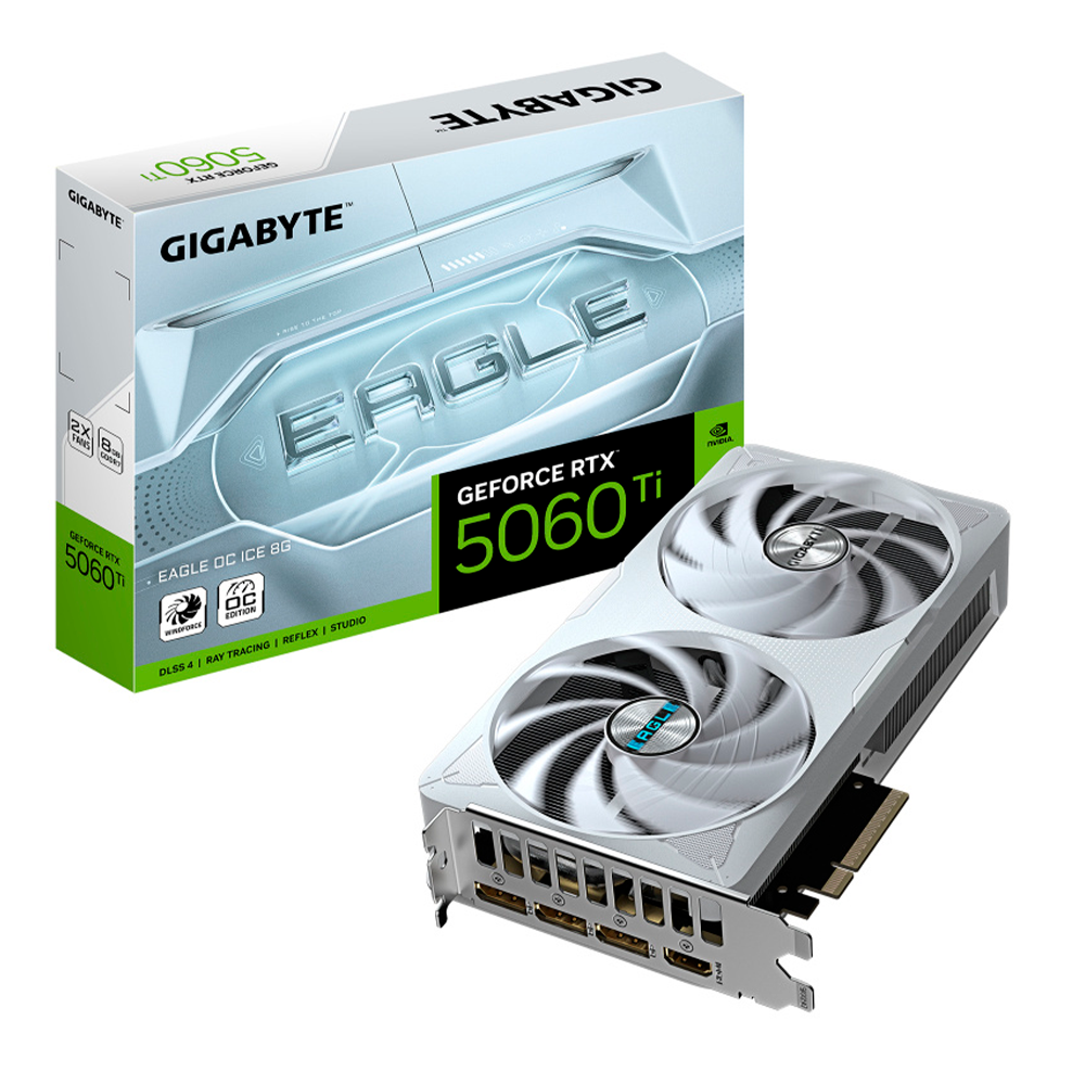 Tarjeta de Video Gigabyte NVIDIA GeForce RTX 5060 Ti EAGLE OC ICE / 8G / 8GB / 128-bit GDDR7 / PCI Express x8 / GV-N506TEAGLEOC ICE-8GD