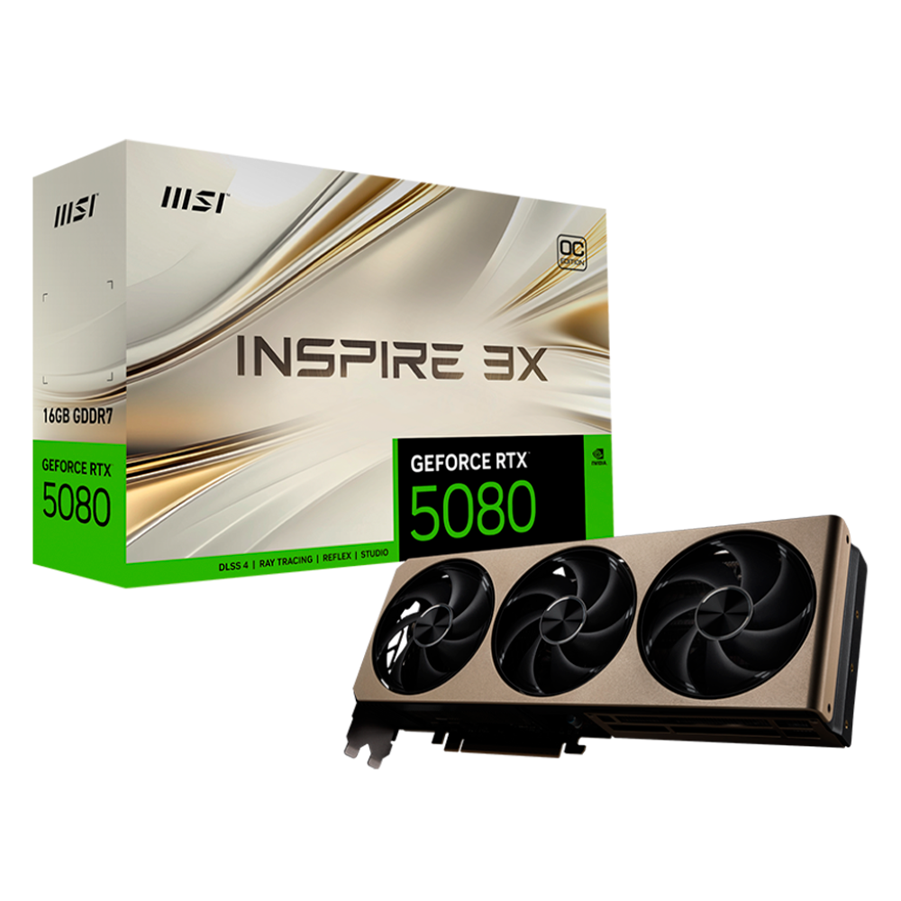 Tarjeta de Video MSI NVIDIA GeForce RTX 5080 16G INSPIRE 3X OC / 16GB / 256-bit GDDR7 / PCI Express 5.0 / 912-V531-203