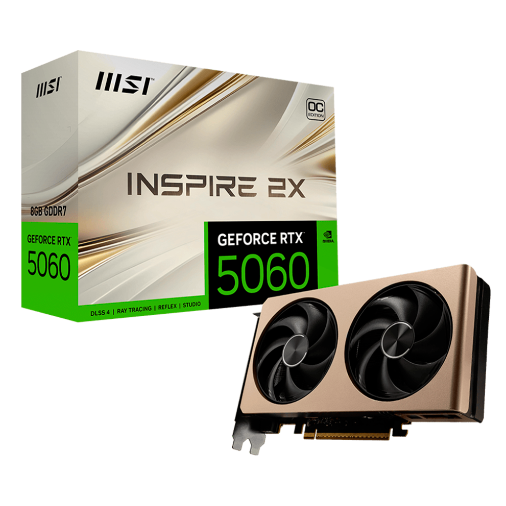 Tarjeta de Video MSI NVIDIA GeForce RTX 5060 INSPIRE 2X 8GB OC / 8GB 128-bit GDDR7 / PCI Express x16 5.0 / 912-V537-020