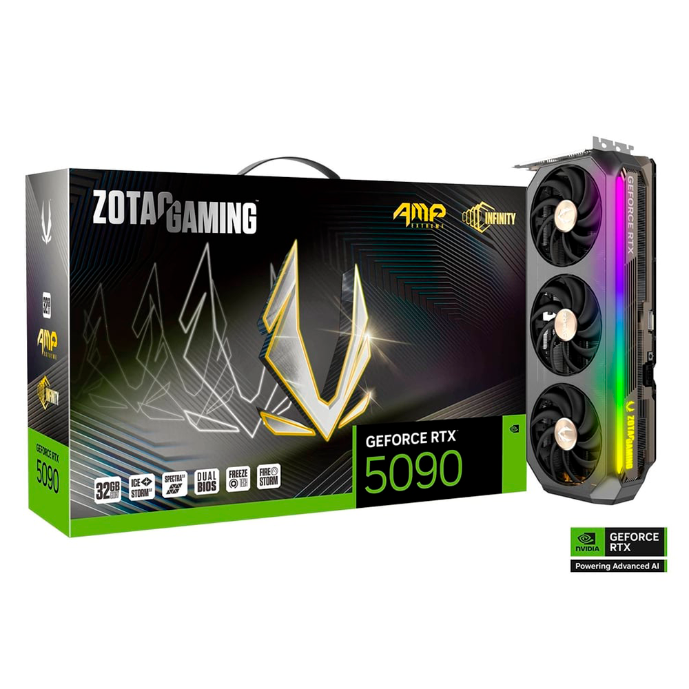 Tarjeta de Video ZOTAC GeForce RTX 5090 AMP EXTREME INFINITY / 32GB GDDR7 / 512-bit / PCI Express 5.0 / DisplayPort x3 / HDMI x1 / ZT-B50900B-10P