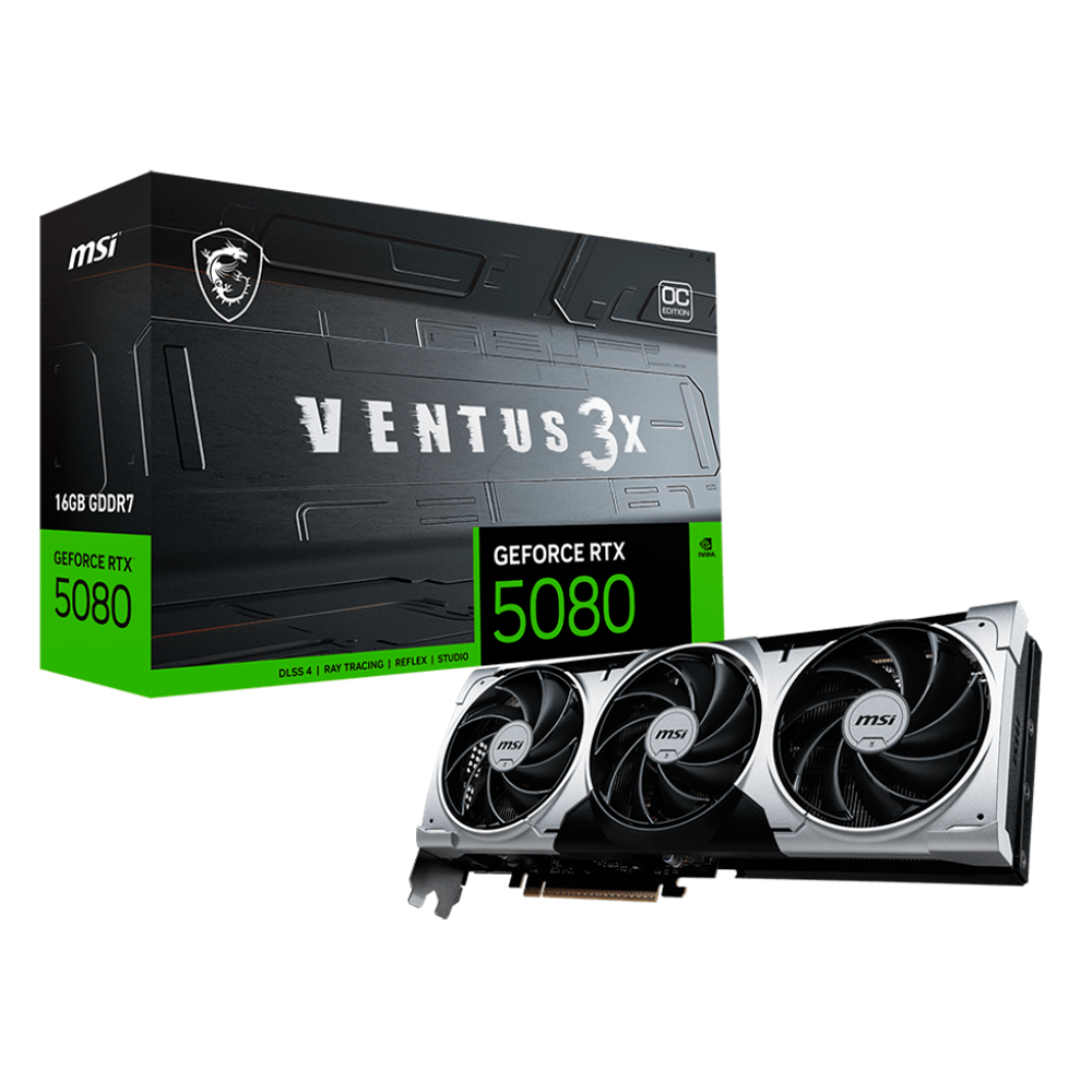 Tarjeta de Video MSI NVIDIA GeForce RTX 5080 VENTUS 3X OC PLUS / 16GB / 256-bit GDDR7 / PCI Express x16 5.0 / 912-V531-293