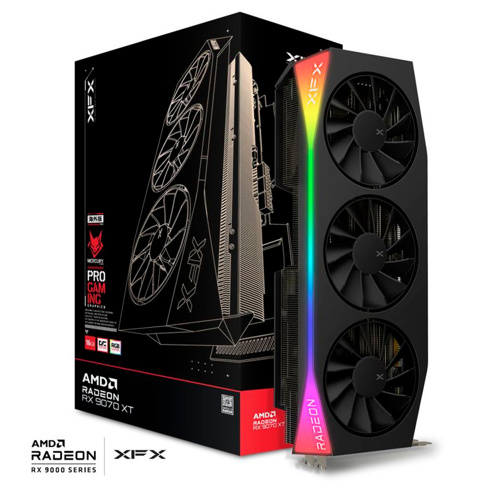Tarjeta de Video XFX RX 9070 XT MERCURY OC Edition / AMD Radeon / 16GB / 256-bit GDDR6 / PCI Express 5.0 / RX-97TRGBBB9