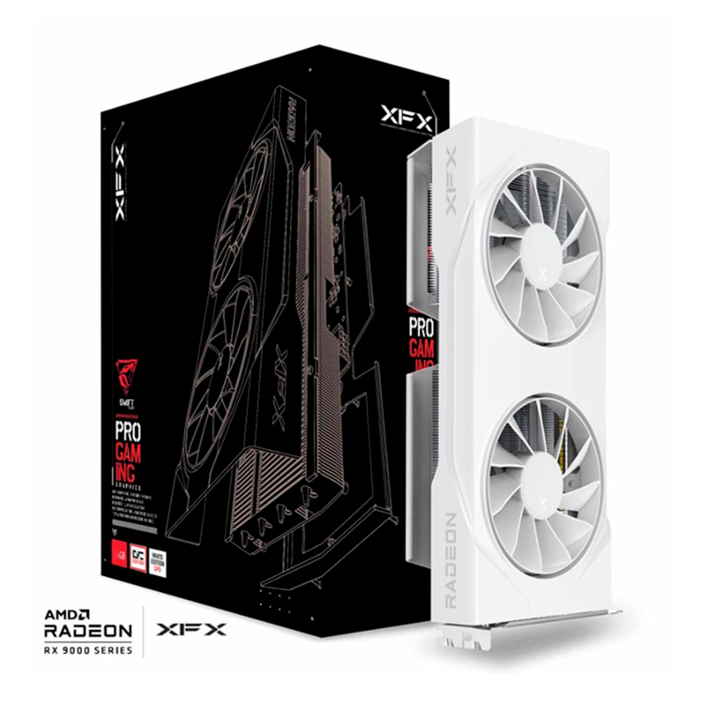 Tarjeta de Video XFX SWIFT RX 9060 XT OC WHITE GAMING / 8GB GDDR6 / 128-bit / DisplayPort / HDMI / RX-96TSW8GWQ