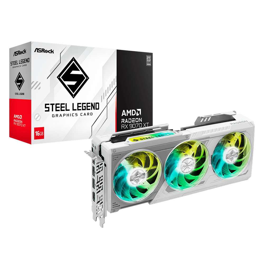 Tarjeta de Video ASROCK STEEL LEGEND RX 9070 XT / AMD Radeon / 16GB / 256-bit GDDR6 / PCI Express 5.0 / RX9070XT SL 16 GB