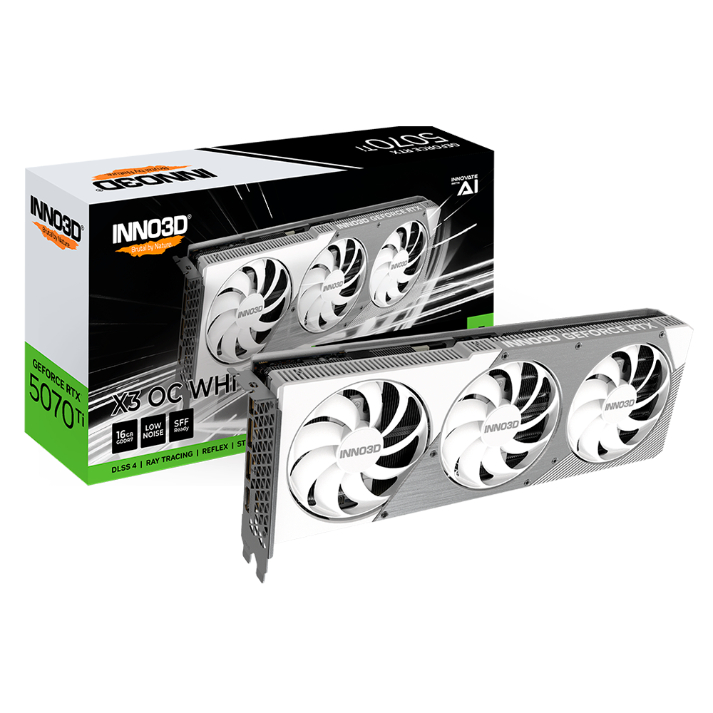 Tarjeta de Video INNO3D NVIDIA GeForce RTX 5070 Ti X3 OC Edition / 16GB GDDR7 / DisplayPort x3 / HDMI / White / N507T3-16D7X-176068W